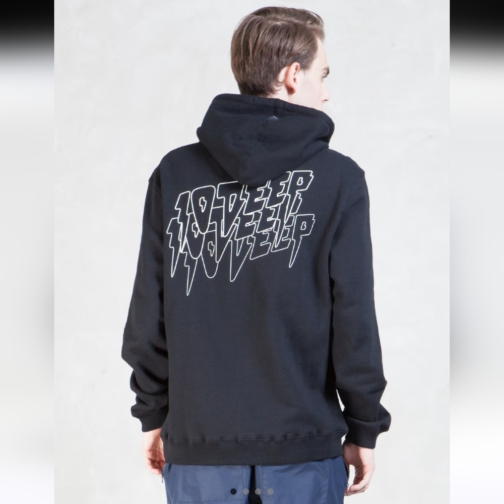 10.Deep Sound & Fury Hoodie Size L Black Streetwear Pullover Graphic Hoodie Y2K